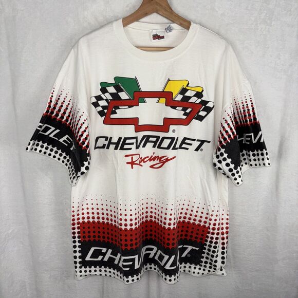 Vintage 90’s NASCAR Chevrolet Racing AOP All Over Print T-Shirt Sz XL - Picture 1 of 7
